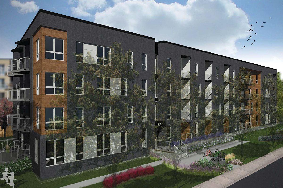 Lancement d’un chantier de 48 logements sociaux dans Outremont. Crédit : Douglas Alford architecte.