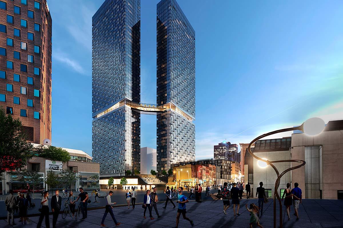 Le projet Maestria Condominiums du Quartier des spectacles. Crédit : Devimco