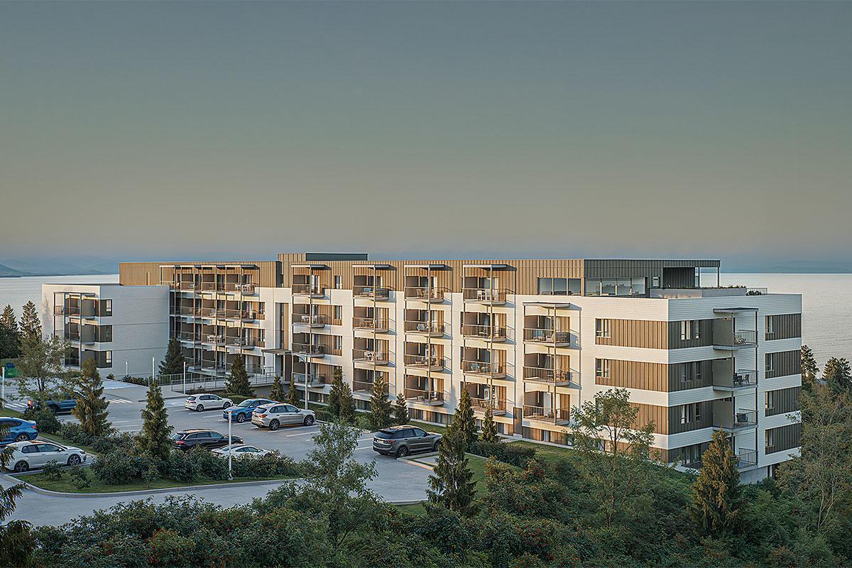 Immeuble à vocation mixte d'envergure dans Charlevoix. Crédit : Bourgeois-Lechasseur Architectes