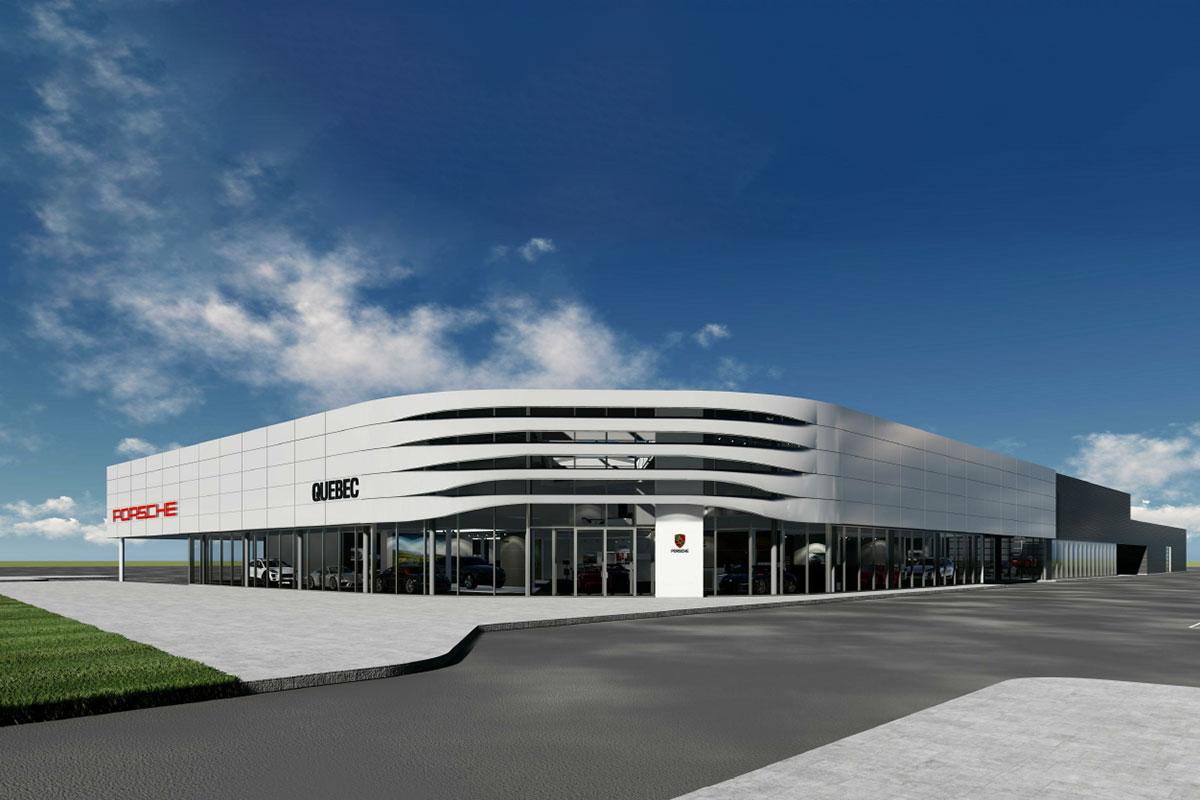 Une nouvelle concession Porsche se construit à Québec - Perspective fournie par RSA Architectes