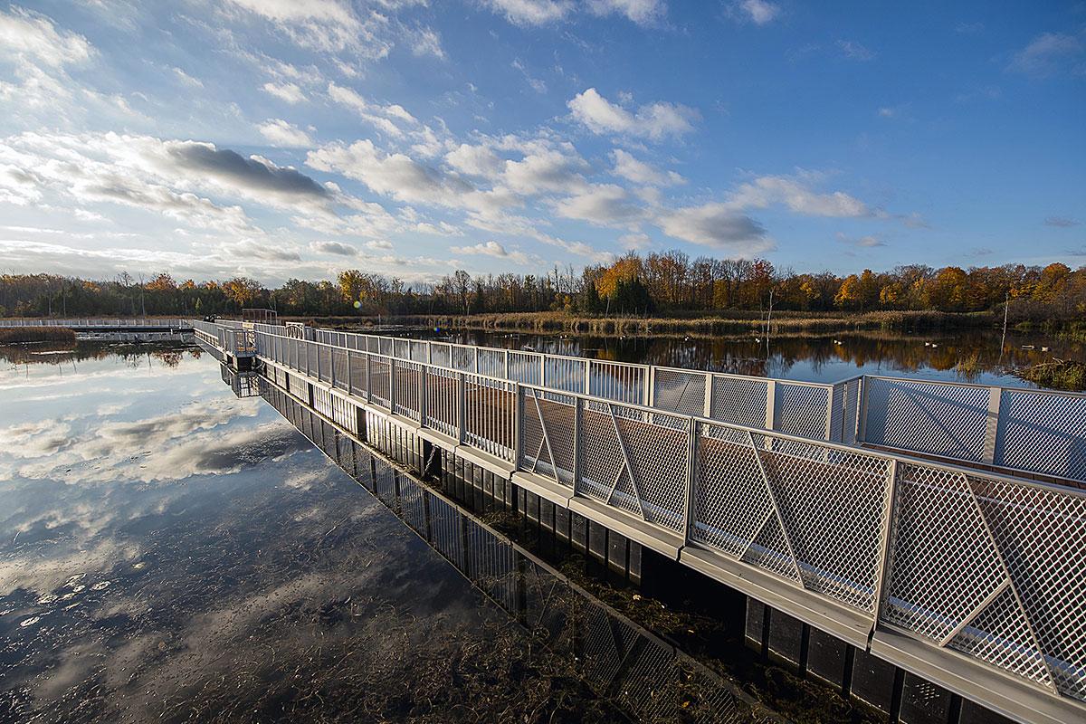 Une nouvelle passerelle au parc-nature du Bois-de-L'Île-Bizard. Crédit : Ville de Montréal