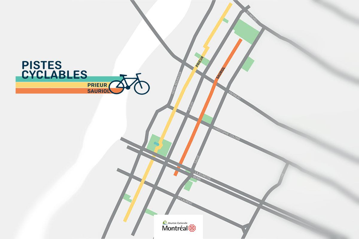 L’arrondissement d’Ahuntsic-Cartierville vient d’annoncer la construction de deux pistes cyclables sécuritaires et quatre-saisons sur une distance additonnelles de 7,5 kilomètres - Image fournie par l'Arrondissement Ahuntsic-Cartierville 
