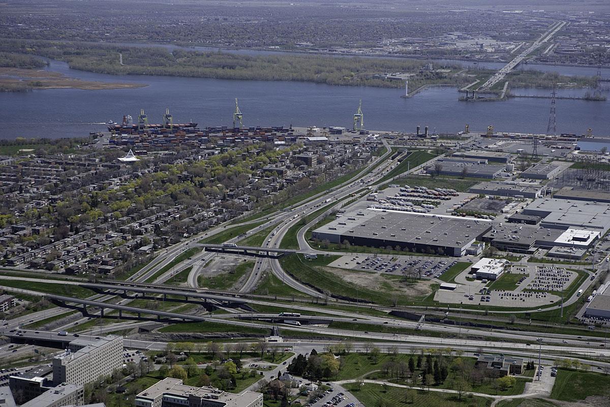Vue aérienne de l'entrée du tunnel Louis-Hippolyte-La Fontaine, à Montréal - Image fournie par le ministère des Transports