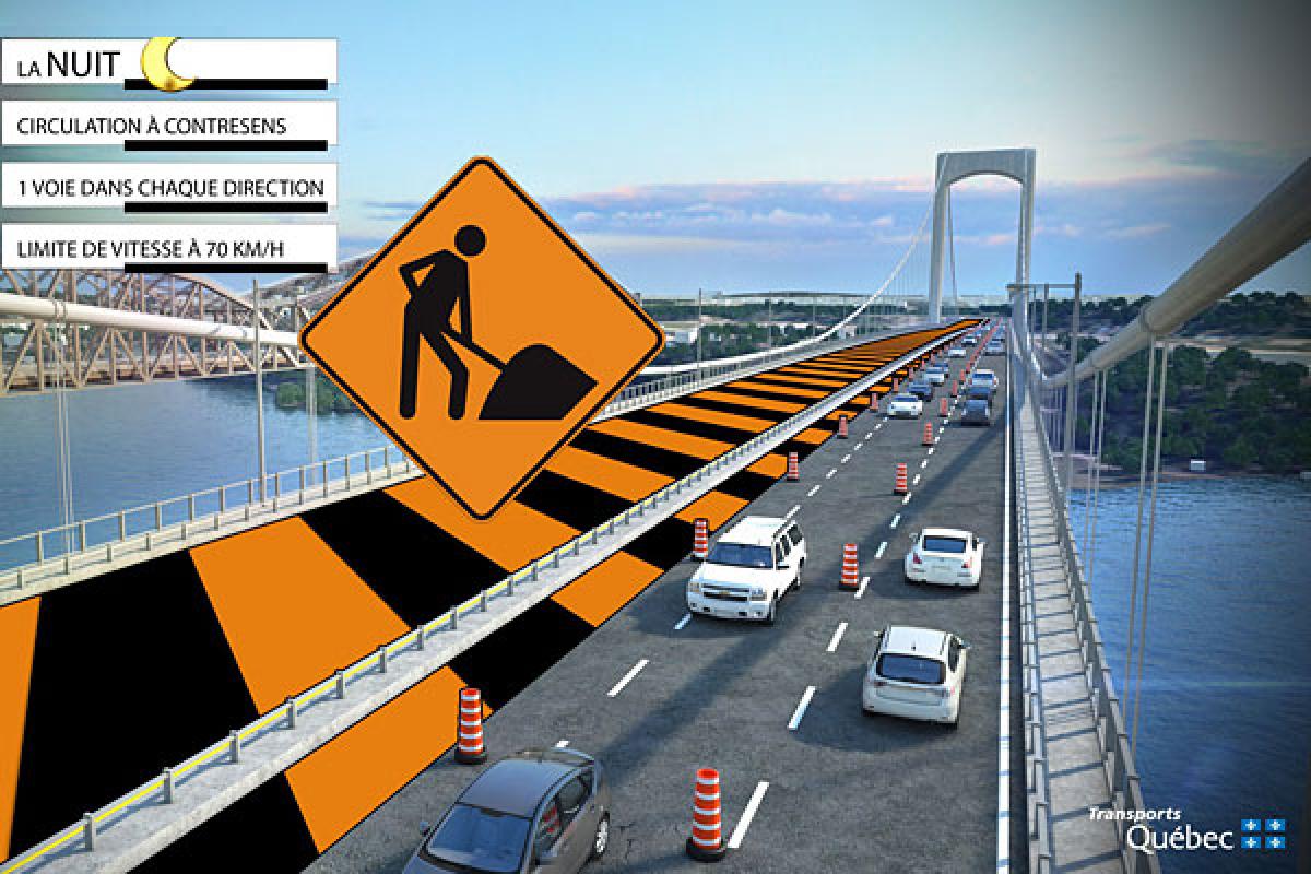 Début des travaux de réparation de la dalle et d'asphaltage sur le pont Pierre-L