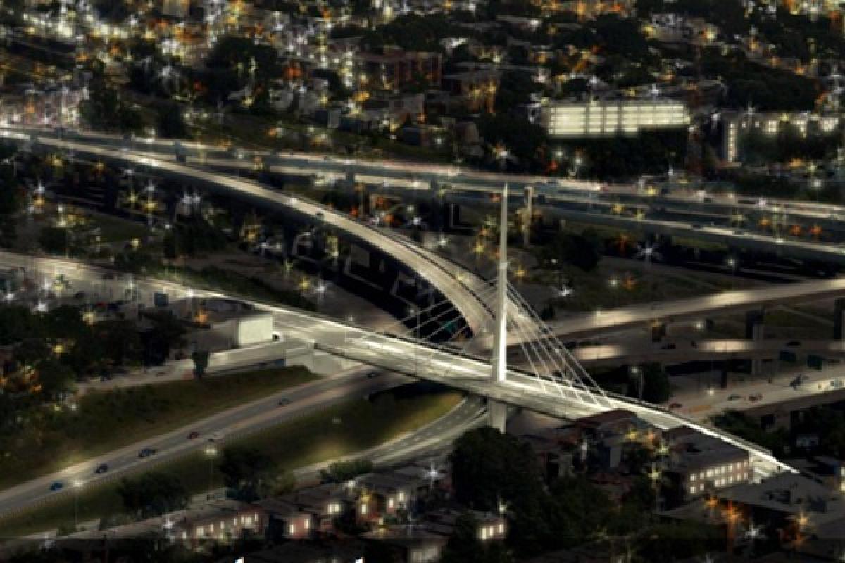 Le futur pont haubané de la rue Saint-Jacques, constitué d’un pylône unique de 5