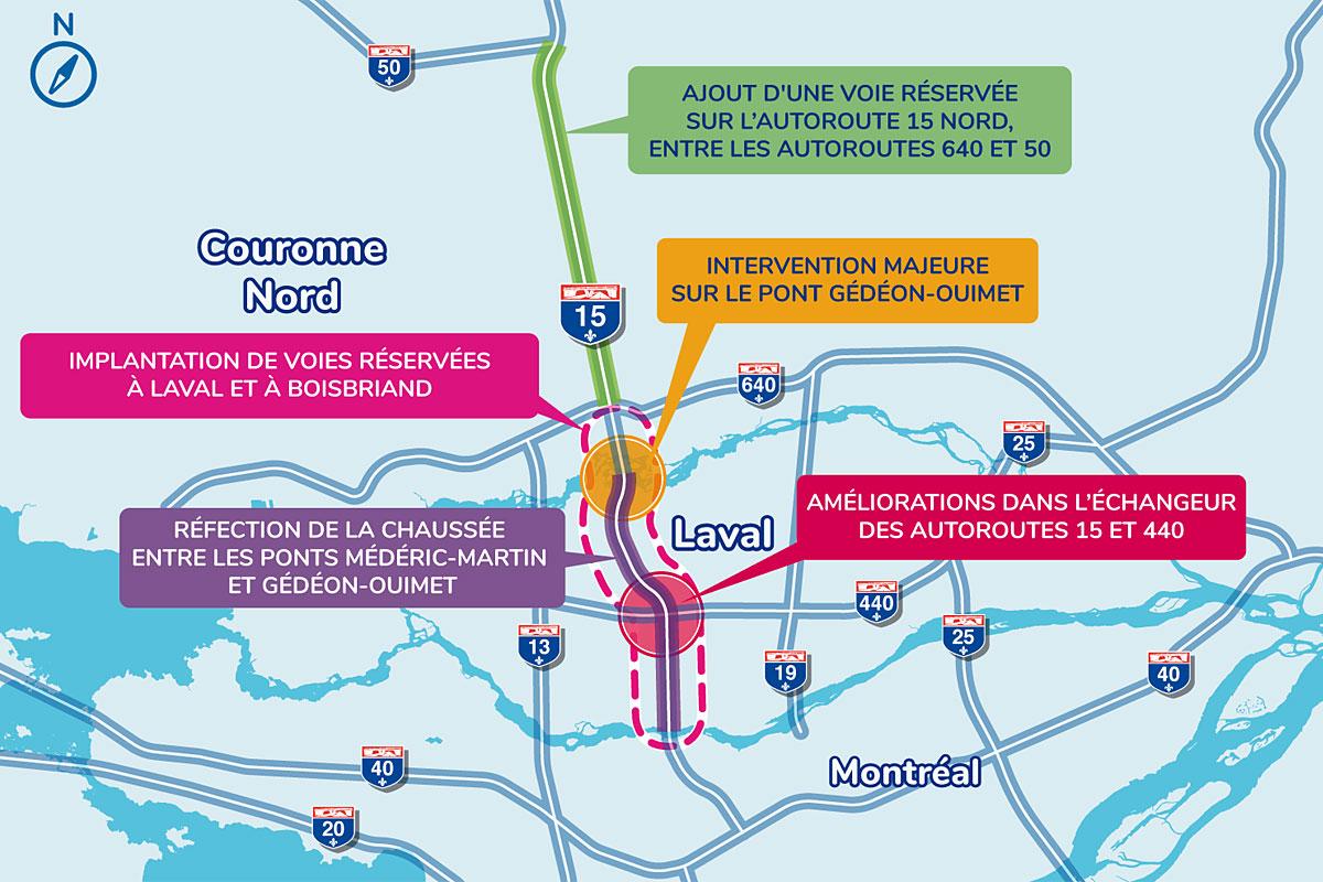 Québec injecte 1,5 G$ pour l’optimisation de l’A-15. Crédit : Ministère des Transports