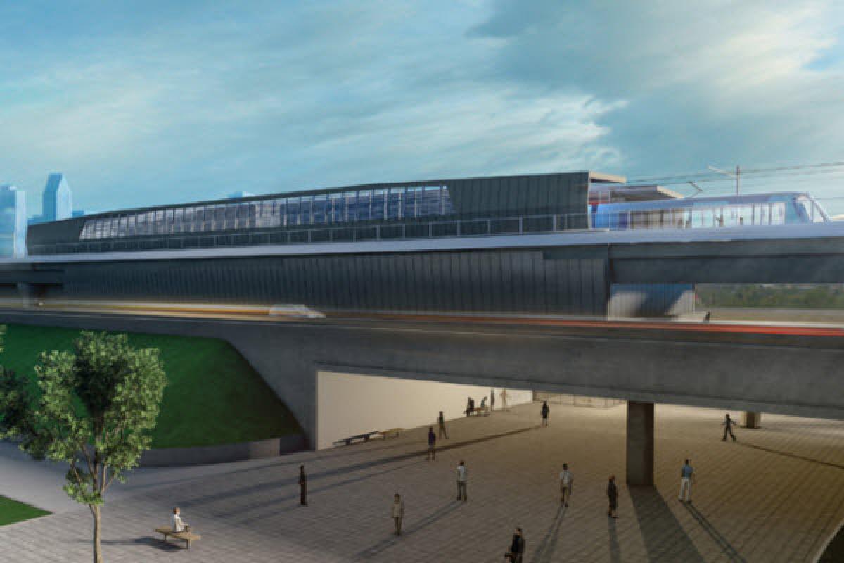 Aperçu d'un train sortant d'une gare. Source: CDPQ Infra