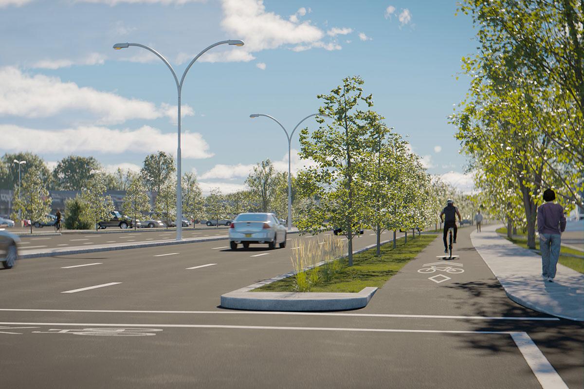 Le boulevard Saint-Martin à Laval : une artère plus sécuritaire et plus verte. Crédit : Alex L.B.