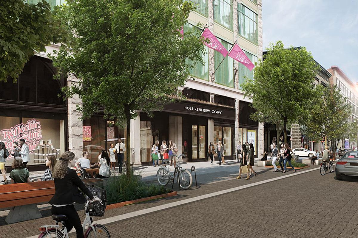 La rue Sainte-Catherine Ouest livrée un an plus tôt. Crédit : Lemay