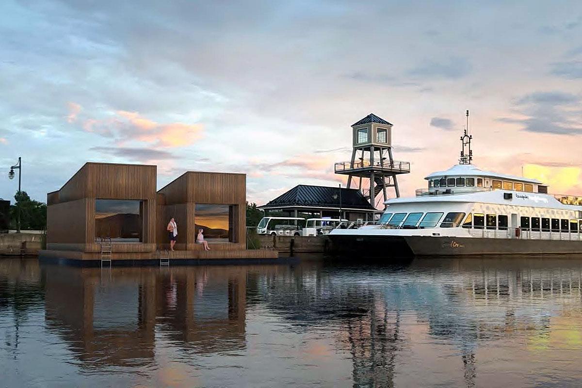 Magog : un projet de sauna flottant à l’étude. Crédit : Solstice Sauna