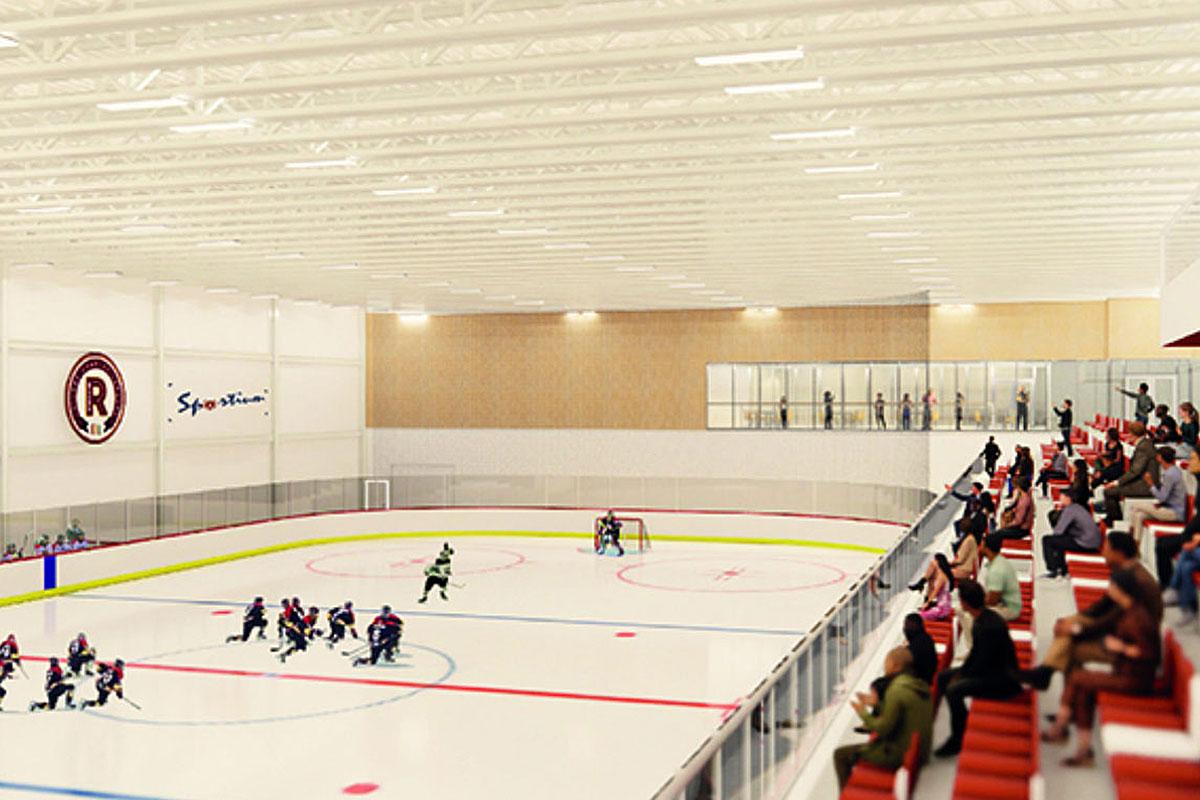 La reconstruction de l’aréna le Sportium franchit une nouvelle étape à Sainte-Catherine. Crédit : Ville de Sainte-Catherine