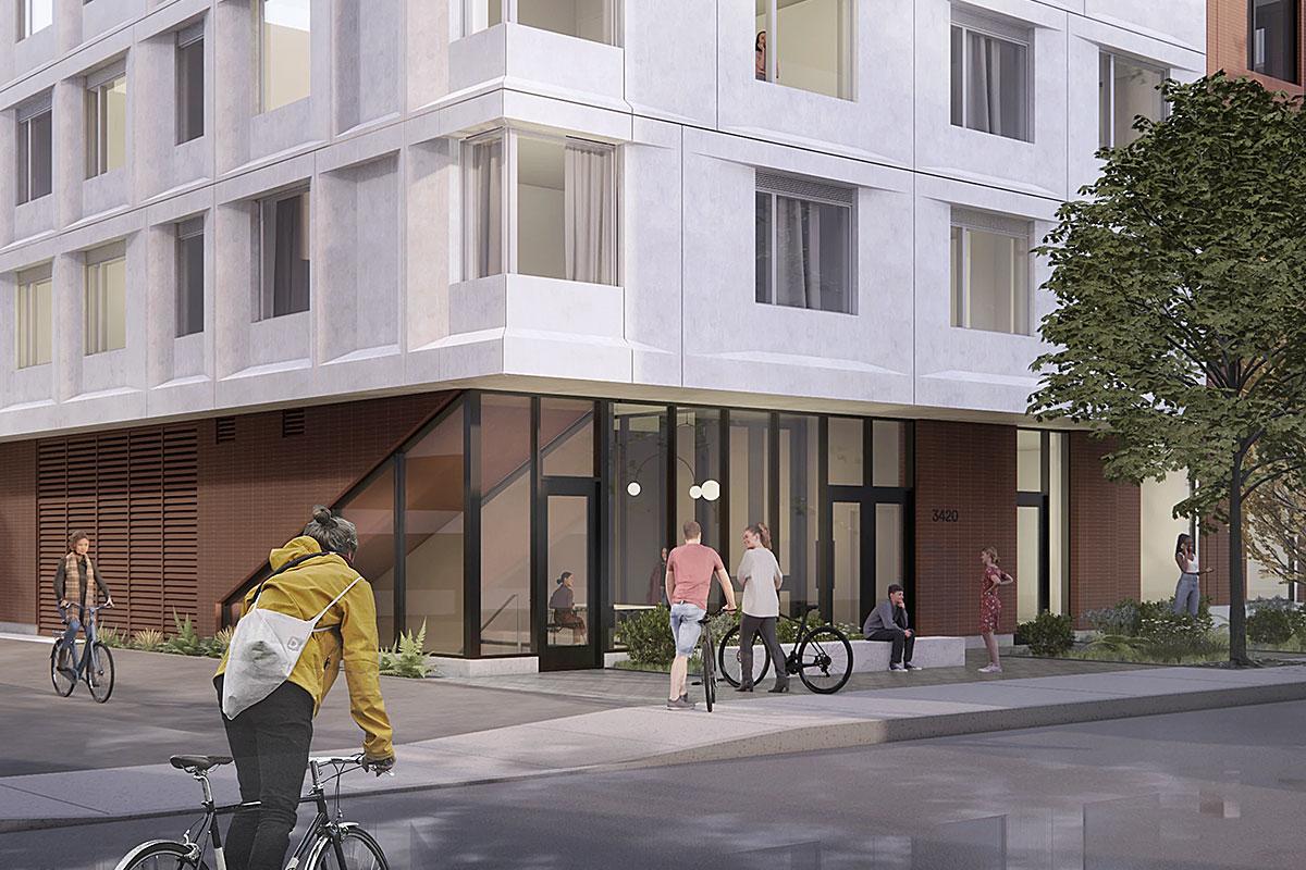 Construction d’une résidence étudiante de 17 étages à Montréal. Crédit : UTILE