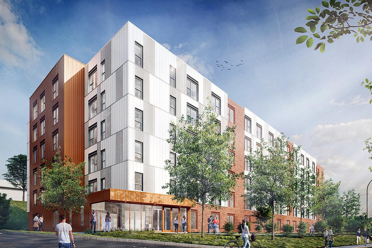 Construction de logements abordables pour étudiants à Trois-Rivières. Crédit : Blouin Tardif Architectes