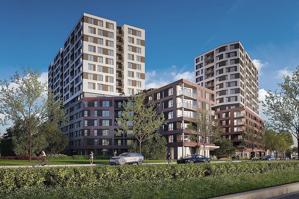 Un projet résidentiel misant sur la densification et la qualité de vie à Laval. Crédit : Dev Méta