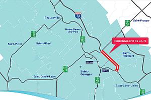 Le projet de prolongement de l'autoroute Robert-Cliche se concrétise. Crédit : Ministère des Transports et de la Mobilité durable