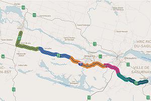 Le corridor nord retenu pour l'autoroute Alma-La Baie. Crédit : Ministère des Transports et de la Mobilité durable