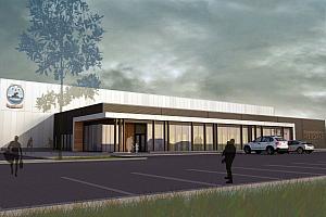les travaux de construction du Complexe sportif de Wendake au printemps 2017.