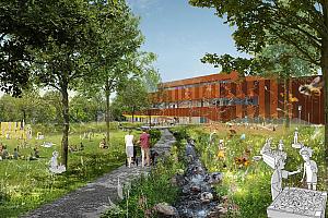 La future bibliothèque Caroline-Dawson visera la certification PassivHaus. Crédit : L'OEUF Architectes et Lapointe Magne & associés, en collaboration avec NIPPAYSAGE, Eurêka Environnement, Dupras Ledoux et L2C Experts