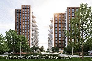 Construction d’un immeuble locatif de 12 étages en bois massif à Terrebonne. Crédit : Provencher_Roy