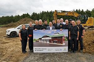Construction d'une caserne de pompiers à Potton. Crédit : Municipalité du canton de Potton