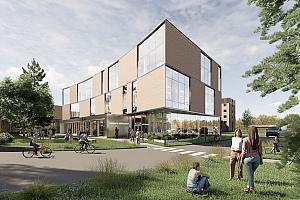 Le Cégep Saint-Jean-sur-Richelieu lance le chantier de sa future Clinique de santé globale. Crédit : NEUF architect(e)s et NFOE