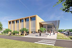 Première pelletée de terre pour la construction du Centre sportif et communautaire de la Ville de Mont-Royal. Crédit : Ville de Mont-Royal