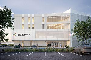 Sainte-Marie tourne la page des inondations avec un nouveau complexe municipal. Crédit : DG3A | Bourgeois Lechasseur Architecte