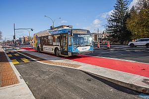 Mise en service du premier segment du corridor de mobilité durable Henri-Bourassa. Crédit : Ville de Montréal