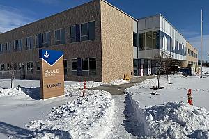 La construction de l’école du secteur Grande-Île progresse à Salaberry-de-Valleyfield. Crédit : Centre de services scolaire de la Vallée-des-Tisserands