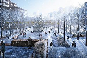 Griffintown : un investissement de 30 M$ pour aménager le parc du Bassin-à-Bois. Crédit : Ville de Montréal