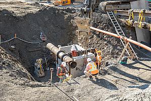 Ligne bleue : des travaux préparatoires avant de creuser le tunnel. Crédit : STM