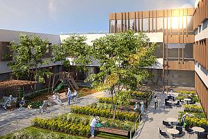 Maquette de la future maison des ainés de Saint-Jean-sur-Richelieu, dont le design sera similaire à celui du projet à Montréal - Image fournie par le Ministère de la Santé et des Services sociaux