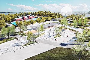 Le futur village événementiel du secteur sud de l'Île Sainte-Hélène. - Photo : G