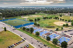 Vue aérienne du parc Martin-Bergeron. Crédit : Jean-Sébastien Désilets, Amplifié, pour la Ville de Trois-Rivières