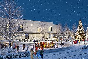 Une place publique innovante et résiliente pour Pierrefonds-Roxboro. Crédit : WAA Montréal | Ponton Guillot