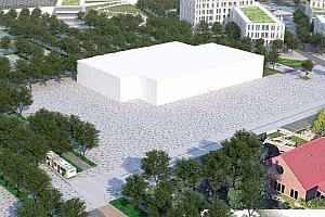 Aménagement d'une place publique à Pierrefonds-Roxboro. Crédit : Ville de Montréal