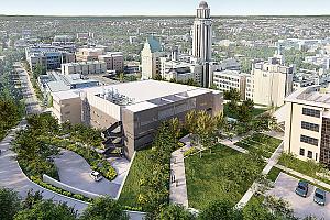 Géothermie et verdissement au cœur du réaménagement du campus de Polytechnique Montréal. Crédit : NFOE+DMA+Provencher_Roy, en collaboration avec Projet Paysage