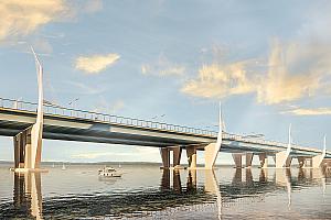 Début des travaux de construction du nouveau pont de l'Île-aux-Tourtes. Crédit : ministère des Transports et de la Mobilité durable