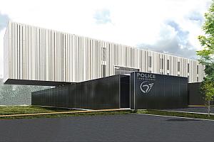 Le quartier général du Service de police de Terrebonne prêt en 2023. Crédit : Sid Lee Architecture