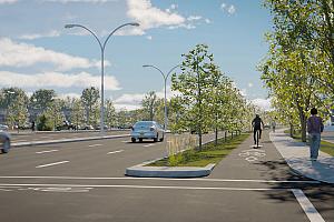 Le boulevard Saint-Martin à Laval : une artère plus sécuritaire et plus verte. Crédit : Alex L.B.
