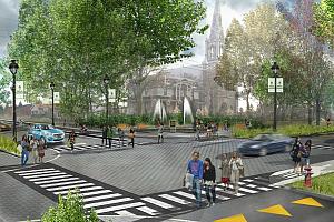 Les travaux de construction d’une place publique dans le Vieux-Village sont main