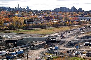 Le chantier de l’ancienne cour de voirie d’Outremont. Photo : Ville de Montréal