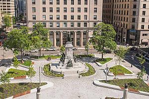La Ville de Montréal a procédé à l’inauguration officielle du square Phillips à la suite de son réaménagement complet.  Crédit : Ville de Montréal