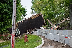 Un glissement de terrain emportait une maison en juin dernier à La Baie, AU Saguenay–Lac-Saint-Jean. Crédit : Gracieuseté