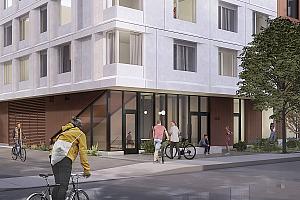 Construction d’une résidence étudiante de 17 étages à Montréal. Crédit : UTILE