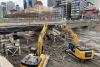Travaux de réparation du pont d’étagement du boulevard Saint-Laurent. Crédit : MTMD
