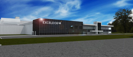 Façade du nouveau centre de distribution - Photo d'Exceldor